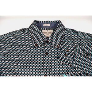 Cody James Western Apparel‎ Shirt Men's XL Brown & Teal Flower Print Long Sleeve